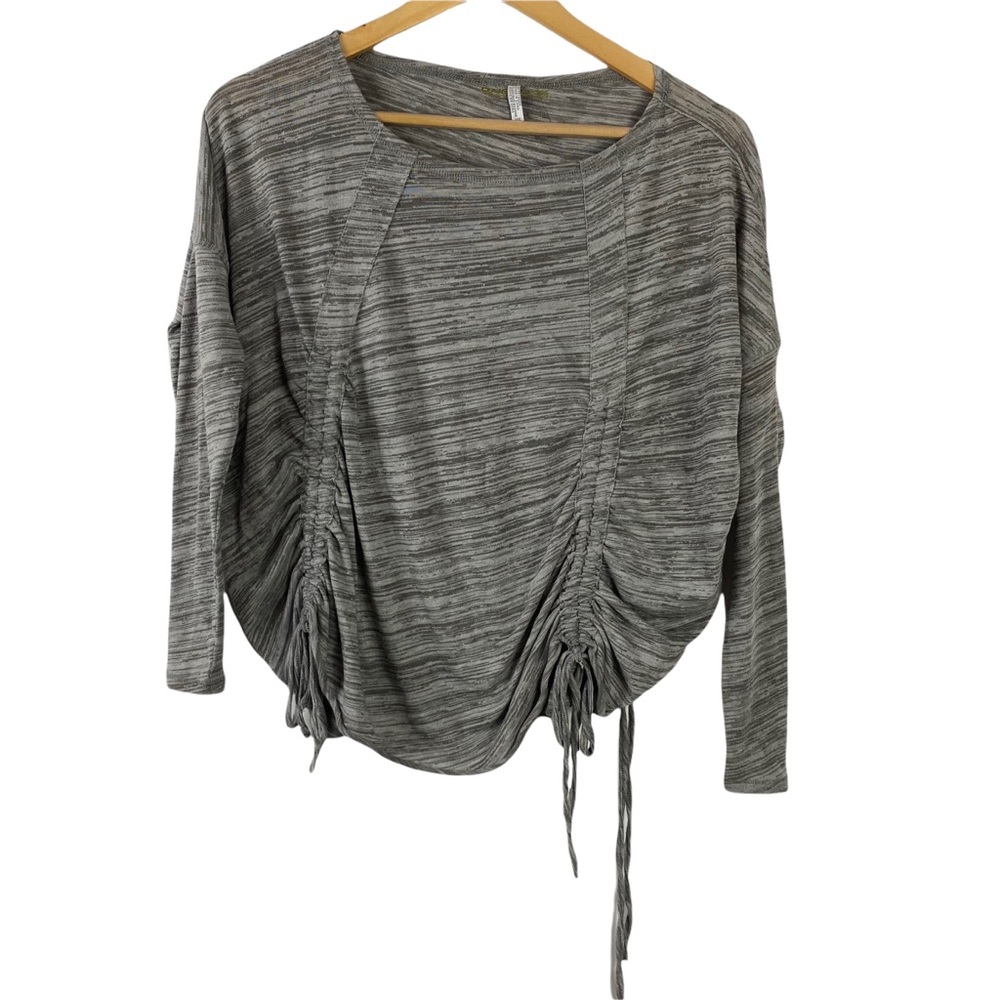 O’Neill Tie-Front Marled Top Grey Size Small Cinched Top